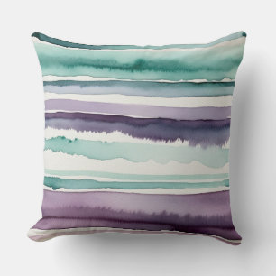 green purple and white abstract stripes throw pillow