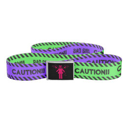 Green Purple Bad Girl Caution Tape Belt