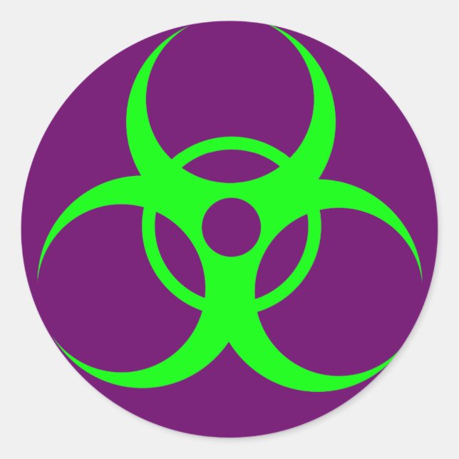 Green Purple Biohazzard Sticker (Front)
