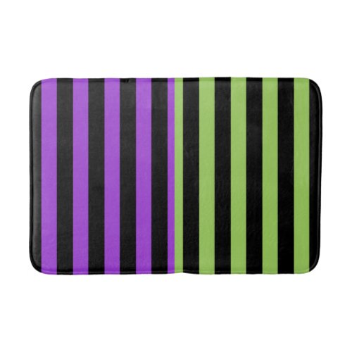Green Purple  Black Halloween Stripe  Bath Mat