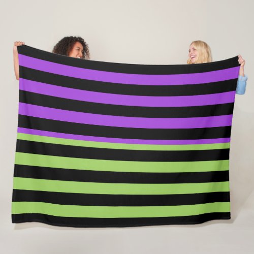Green Purple  Black Halloween Stripe  Fleece Blanket