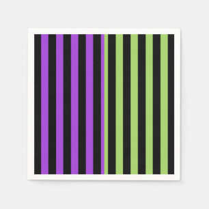 Green Purple & Black Halloween Stripe Party Napkins