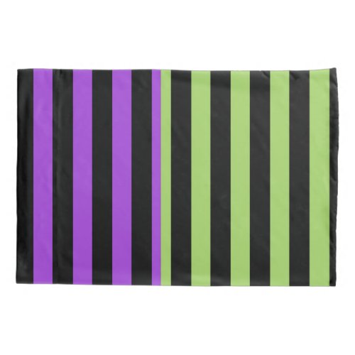 Green Purple  Black Halloween Stripe  Pillow Case