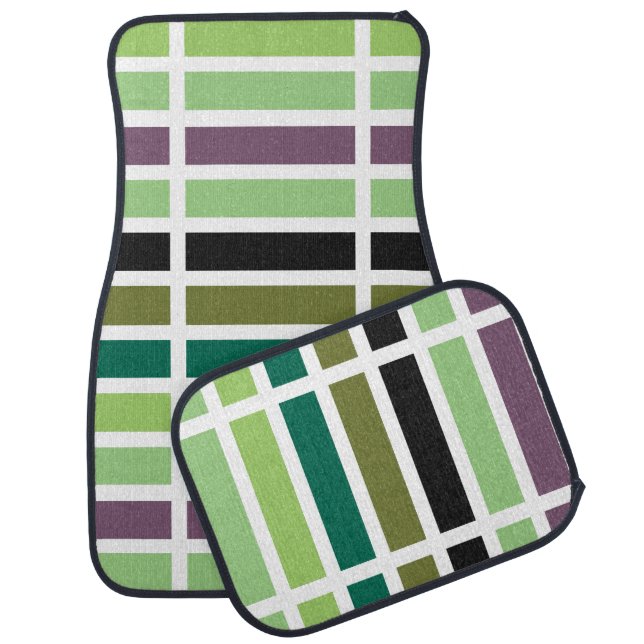 Green Purple Black Hues Car Floor Mat (Set)