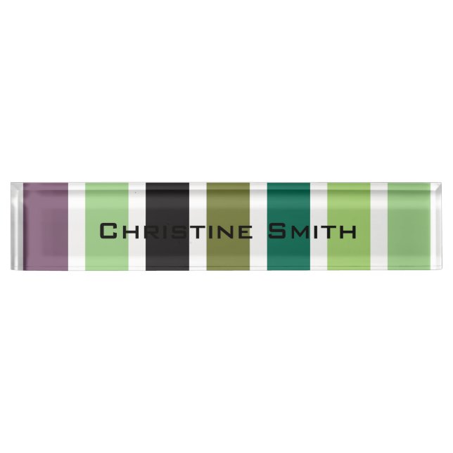 Green Purple Black Hues Desk Name Plate (Front)