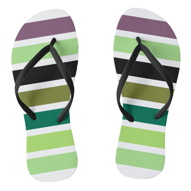 Green Purple Black Hues Flip Flops (Footbed)