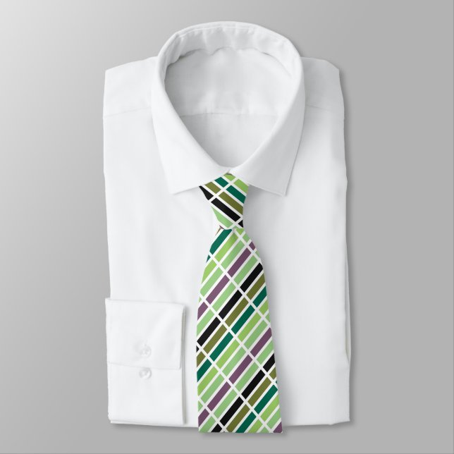 Green Purple Black Hues Neck Tie (Tied)