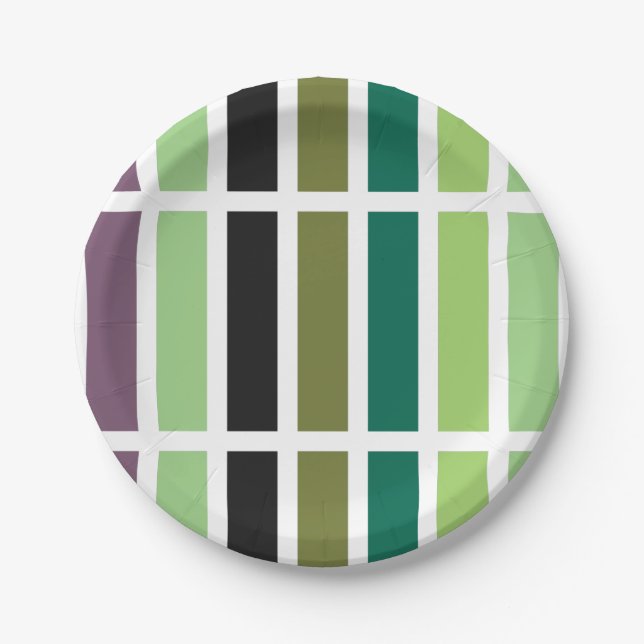 Green Purple Black Hues Paper Plates (Front)