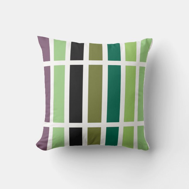 Green Purple Black Hues Throw Pillow (Front)