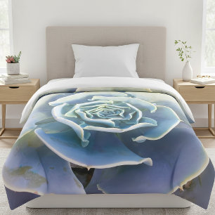 Green purple blue cactus succulent bold modern duvet cover