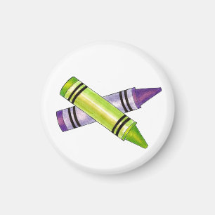 Green Purple Crayons Art Teacher Artist Magnet