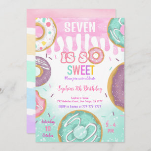 Green & Purple Donut Birthday Party Invitation