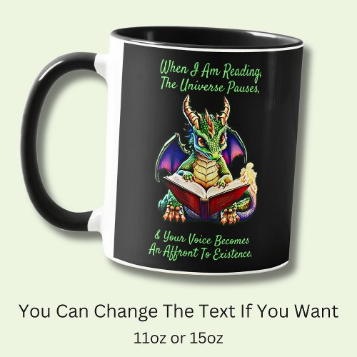 Green Purple Dragon Warning Reading Book Voice     Mug