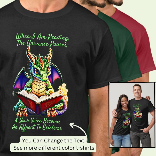 Green Purple Dragon Warning Reading Book Voice     T-Shirt (Creator Uploaded)