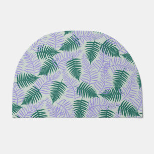 Green Purple Fern Leaves Retro 70s Flower Pattern Doormat