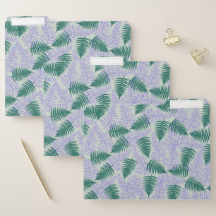 Green Purple Fern Leaves Retro 70s Flower Pattern File Folder