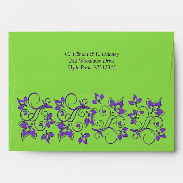 Green Purple Floral A7 Envelope for 5x7 Sizes (Back (Top Flap))