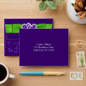 Green, Purple Floral Hearts A2 Envelope for RSVP's (Desk)