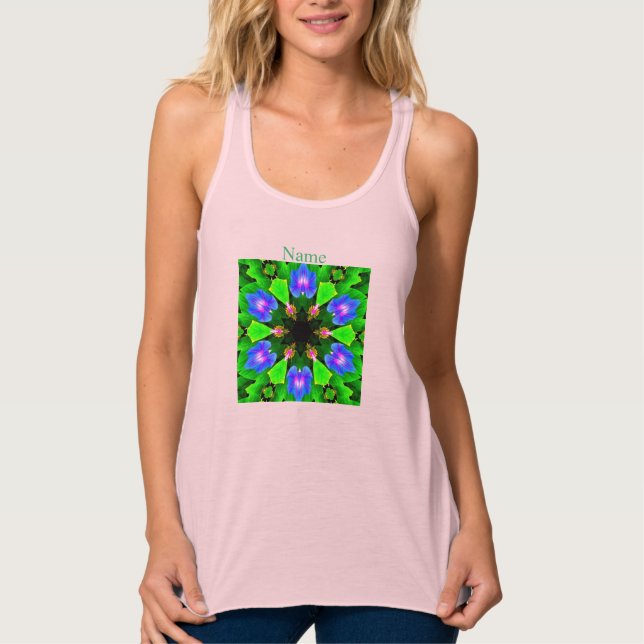 green/purple geometric flowers tank top (Front)
