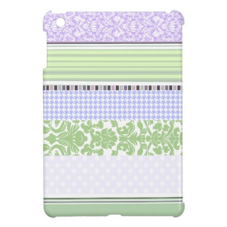 Green & Purple Girly Stripe Pattern Ipad Mini Case