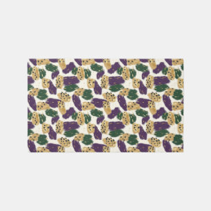 Green Purple Gold Brushstrokes Pattern Rug