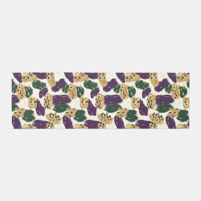 Green Purple Gold Brushstrokes  Pattern  Runner (Front)