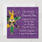 Green Purple Gold Masquerade Party Invitations (Back)