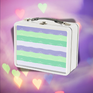 Green, Purple, Grey - Brush Strokes Metal Lunch Box