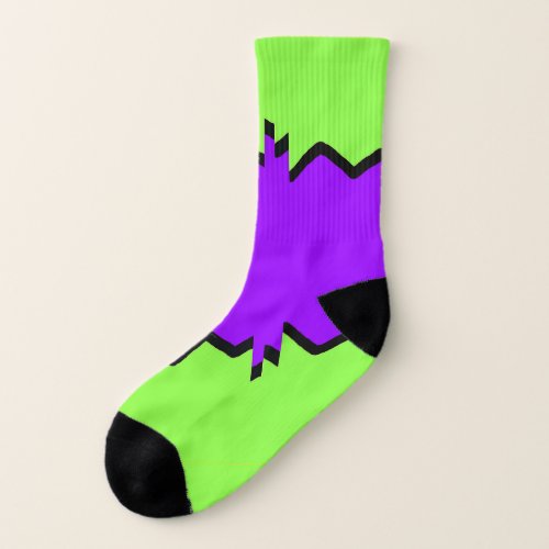 Green Purple Jagged Geo Socks