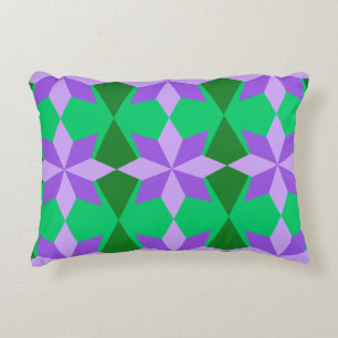 GREEN & PURPLE MARDI GRAS STAR PATTERNS ACCENT PILLOW