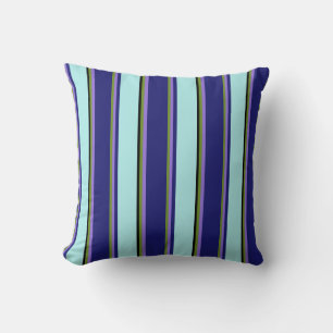 Green, Purple, Midnight Blue, Turquoise & Black Throw Pillow