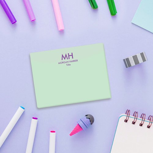 Green Purple Minimal Clean Initials Post_it Notes