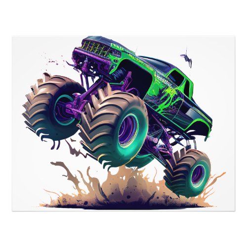 Green  Purple Monster Truck Photo Print
