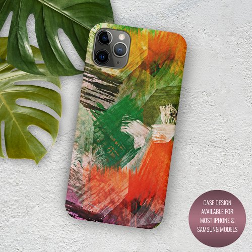 Green Purple Orange Red Brushstrokes Art Pattern iPhone 11 Pro Max Case