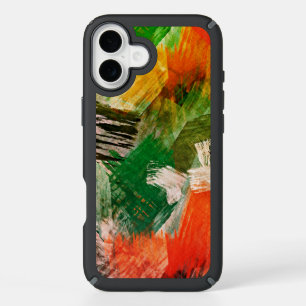 Green Purple Orange Red Brushstrokes Art Pattern iPhone 16 Plus Case