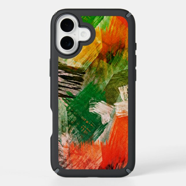Green Purple Orange Red Brushstrokes Art Pattern Speck iPhone Case (Front)