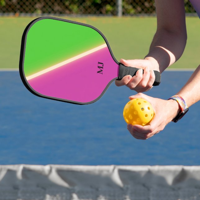 Green Purple Personalized Initials Pickleball Paddle (Insitu)