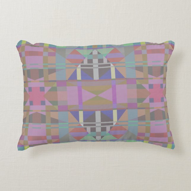 Green Purple Pink Geometric Accent Pillow (Front)