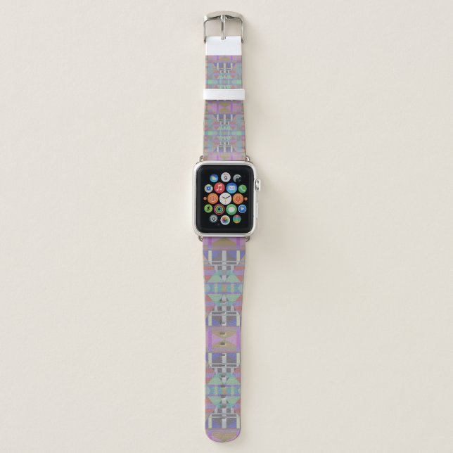 Green Purple Pink Geometric Apple Watch Band (Front)