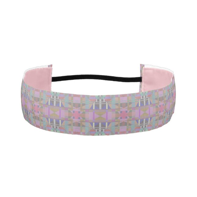 Green Purple Pink Geometric Athletic Headband (Front)