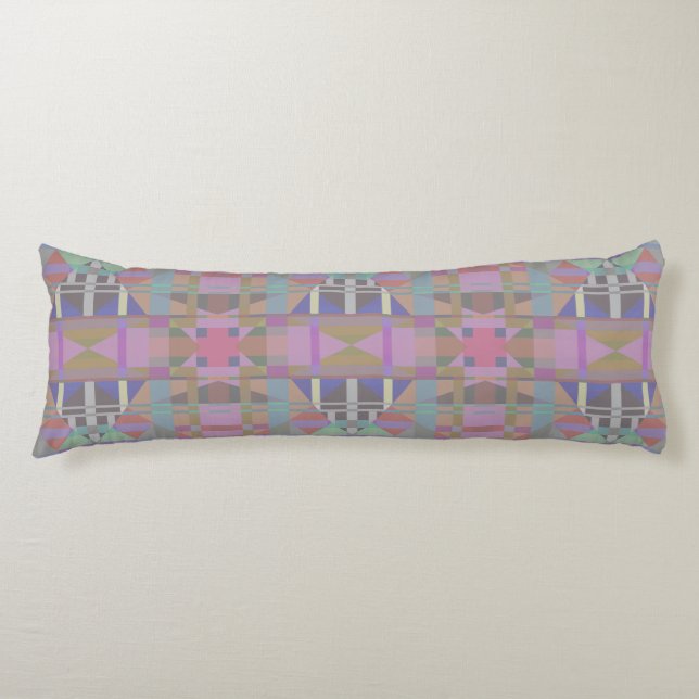 Green Purple Pink Geometric Body Pillow (Front)