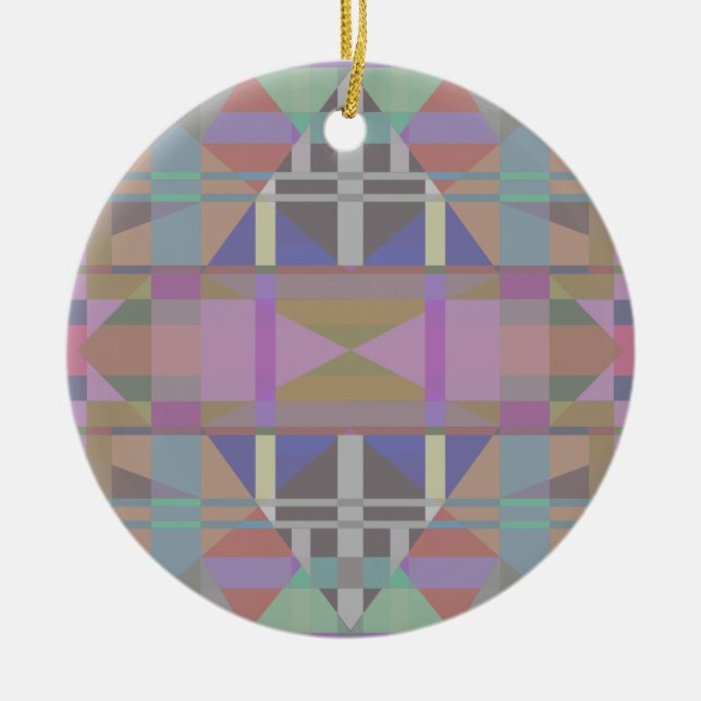 Green Purple Pink Geometric Ceramic Ornament (Front)
