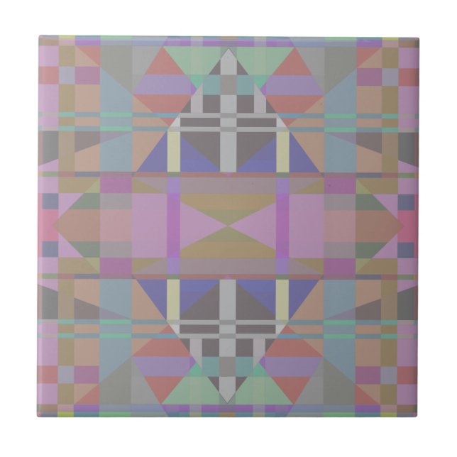 Green Purple Pink Geometric Ceramic Tile (Front)