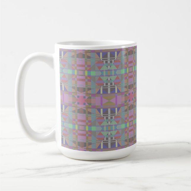 Green Purple Pink Geometric Coffee Mug (Left)