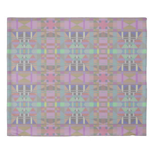 Green Purple Pink Geometric Duvet Cover