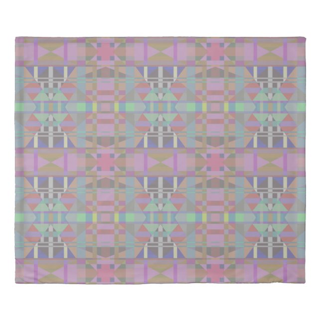 Green Purple Pink Geometric Duvet Cover (Front)