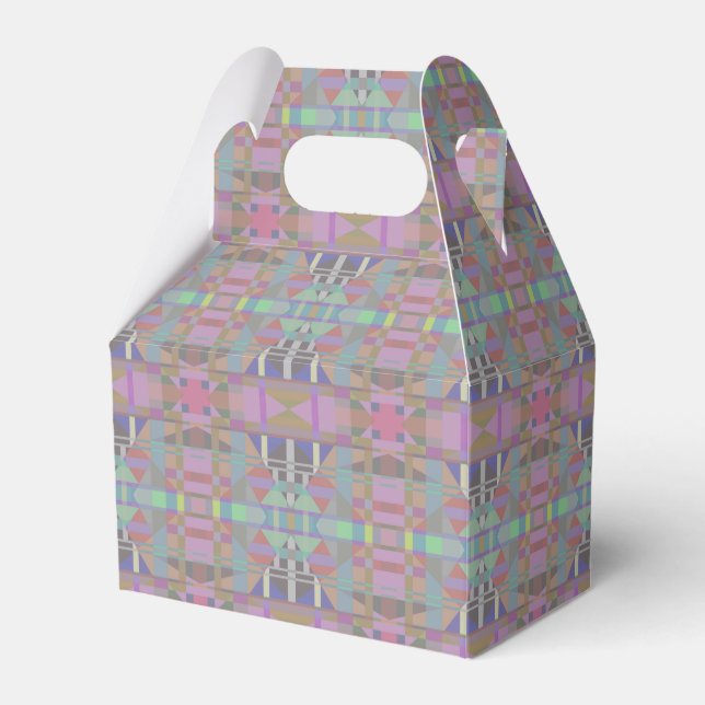Green Purple Pink Geometric Favor Boxes (Front Side)