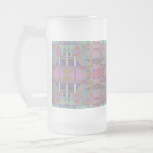 Green Purple Pink Geometric Frosted Glass Beer Mug