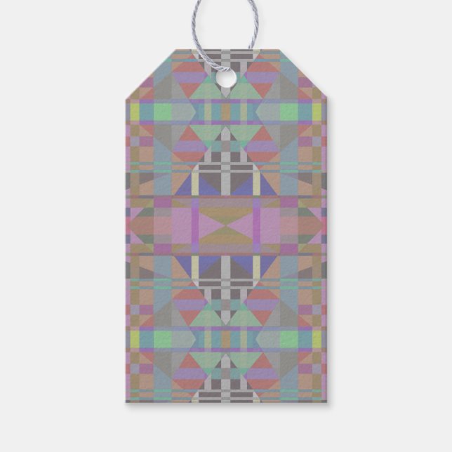 Green Purple Pink Geometric Gift Tags (Front)