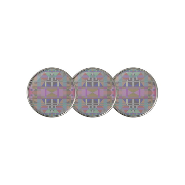 Green Purple Pink Geometric Golf Ball Marker (3 Up)